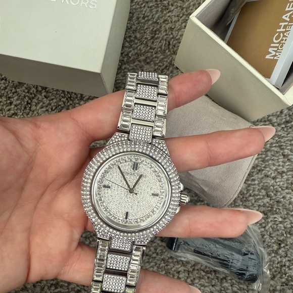 Michael Kors Silver Crystal-Embellished Watch - Picture 1 of 7